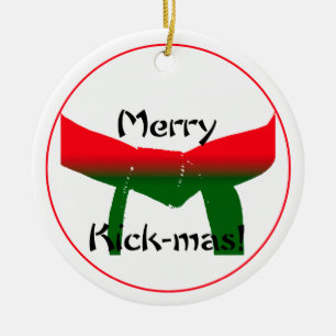 Martial Arts Merry Kick Mas Ceramic Tree Decoration