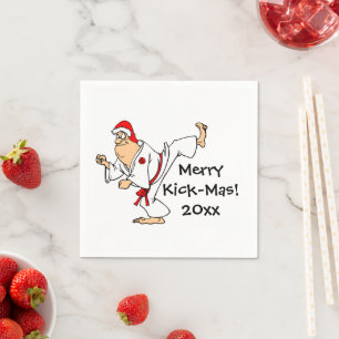 Martial Arts Merry Kick-Mas Christmas Party Napkin