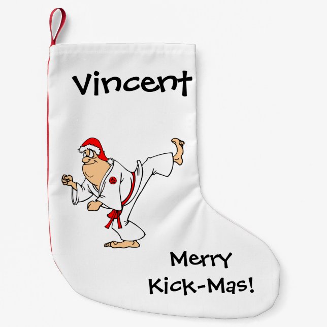 Martial Arts Merry Kick-Mas Small Christmas Stocking (Front)