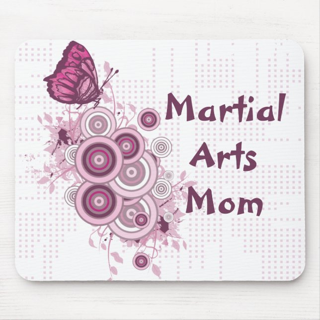 Martial Arts Mum Pink Butterflies Mouse Mat (Front)