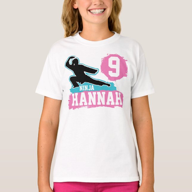 Martial Arts Ninja Warrior Theme Birthday Girl T-Shirt (Front)