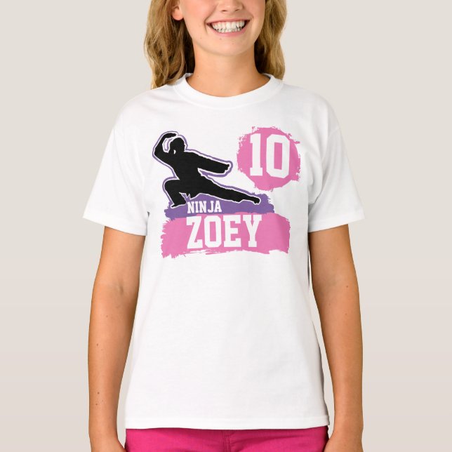 Martial Arts Ninja Warrior Theme Birthday Girl T-Shirt (Front)
