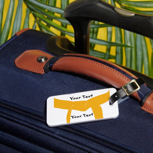 Martial Arts Orange Belt Gear Bag Tag (Front Insitu 3)