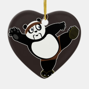 Martial Arts Panda 2 - Brown Ceramic Tree Decoration