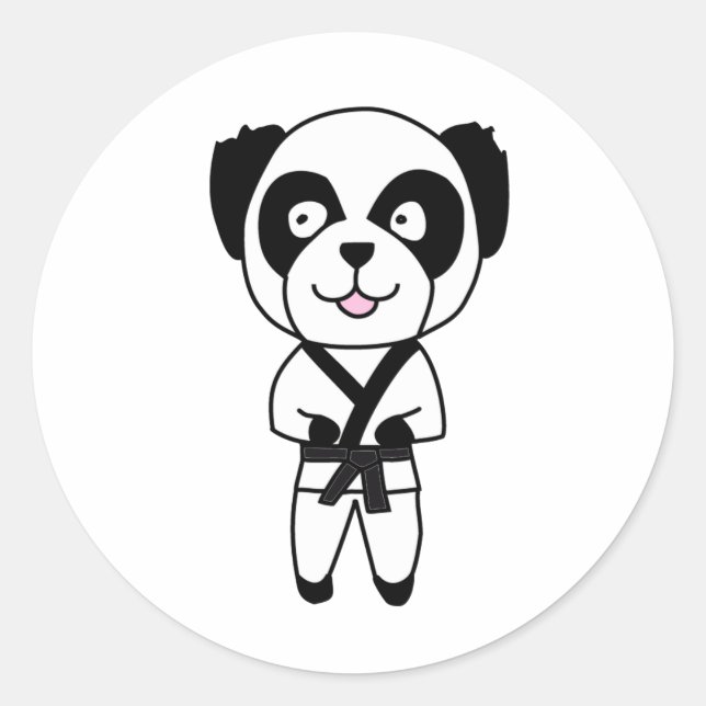 Martial Arts Panda Bear Classic Round Sticker (Front)