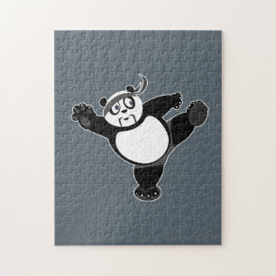 Martial Arts Panda - Grey Jigsaw Puzzle