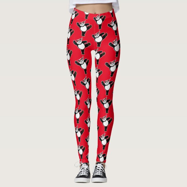 Martial Arts Panda - Red Leggings (Front)