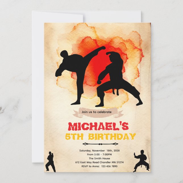 Martial Arts Party invitation (Front)