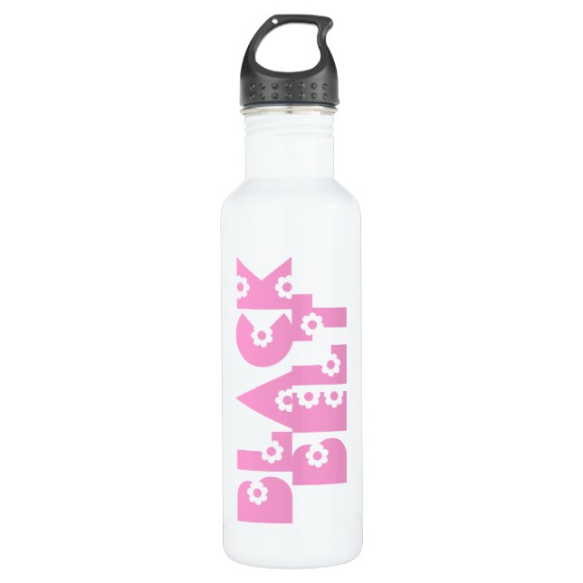 Martial Arts Pink Floral Black Belt 710 Ml Water Bottle (Front)