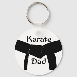 Martial Arts Plain Black Belt Karate Dad Keychain