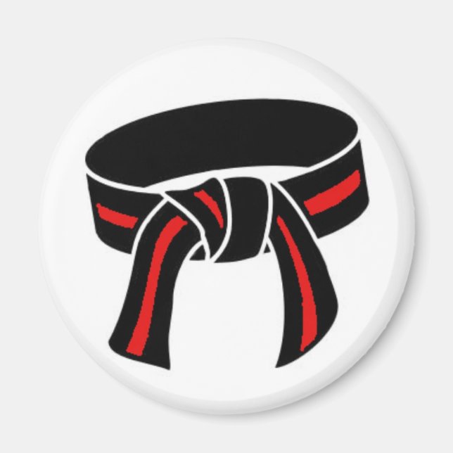 Martial Arts Rank Belt Magnet, Black w Red Stripe Magnet (Front)