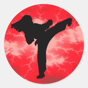 Martial Arts Red Lightning woman Classic Round Sticker