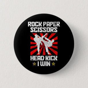 Martial Arts Rock Paper Scissors Taekwondo Karate 6 Cm Round Badge