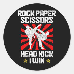 Martial Arts Rock Paper Scissors Taekwondo Karate  Classic Round Sticker