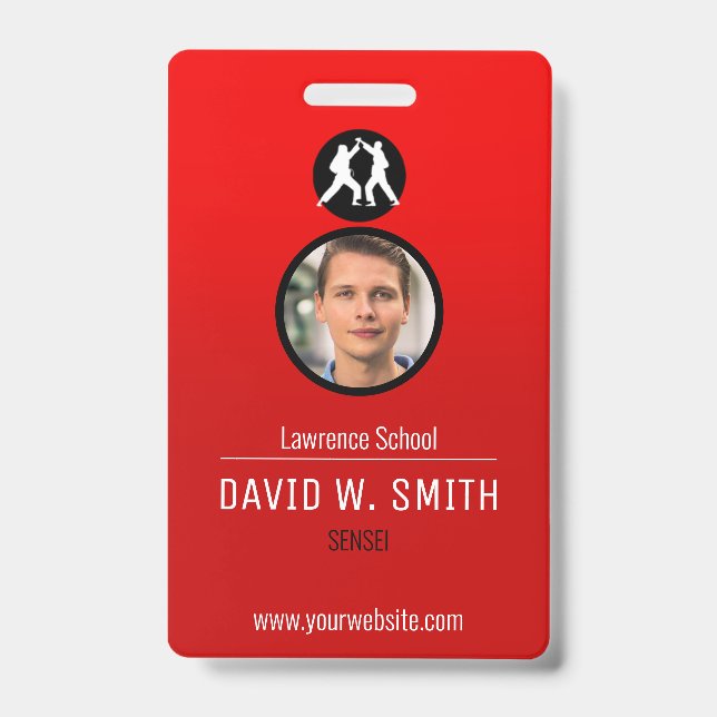 Martial Arts School Academy Institute ID Badge (Front)