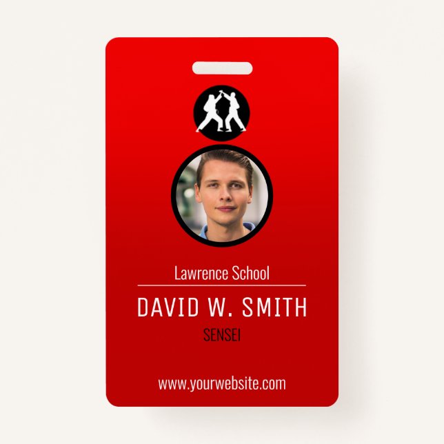 Martial Arts School Academy Institute ID Badge (Front)