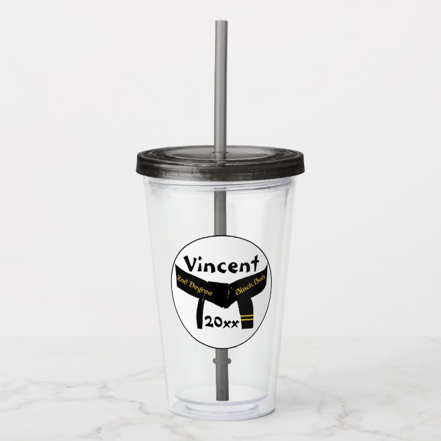 Martial Arts Second Degree Black Belt Acrylic Tumbler (Front)