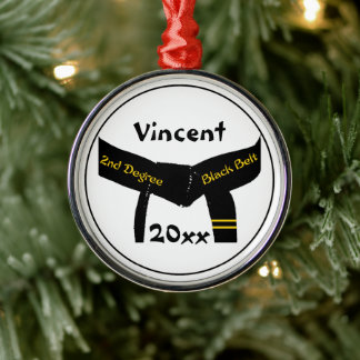 Martial Arts Second Degree Black Belt Rank Metal Tree Decoration