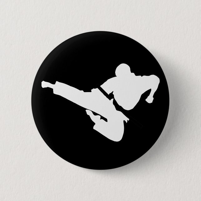 martial arts silhouette 6 cm round badge (Front)