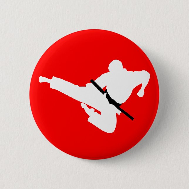 martial arts silhouette 6 cm round badge (Front)