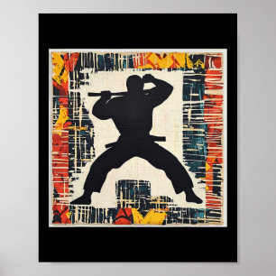 Martial Arts Silhouette Abstract  Poster