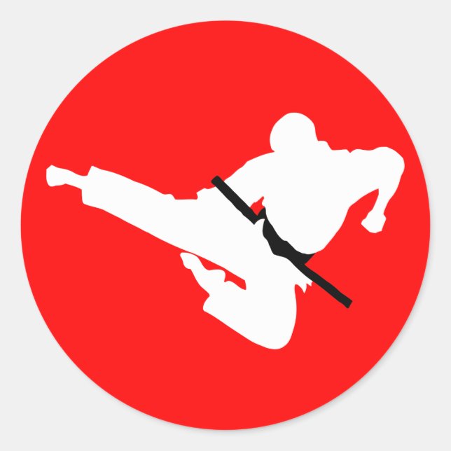 martial arts silhouettes classic round sticker (Front)