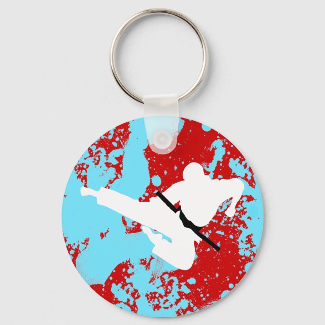 martial arts silhouettesfists of fire. key ring (Front)