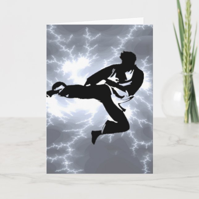 Martial Arts Silver Lightning man Card (Front)