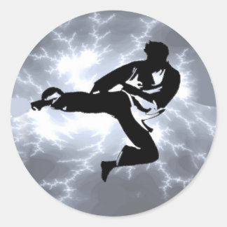 Martial Arts Silver Lightning man Classic Round Sticker