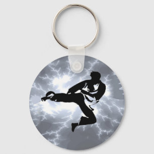 Martial Arts Silver Lightning man Key Ring