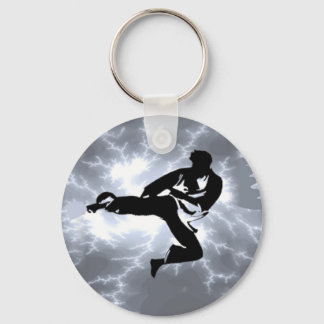 Martial Arts Silver Lightning man Key Ring