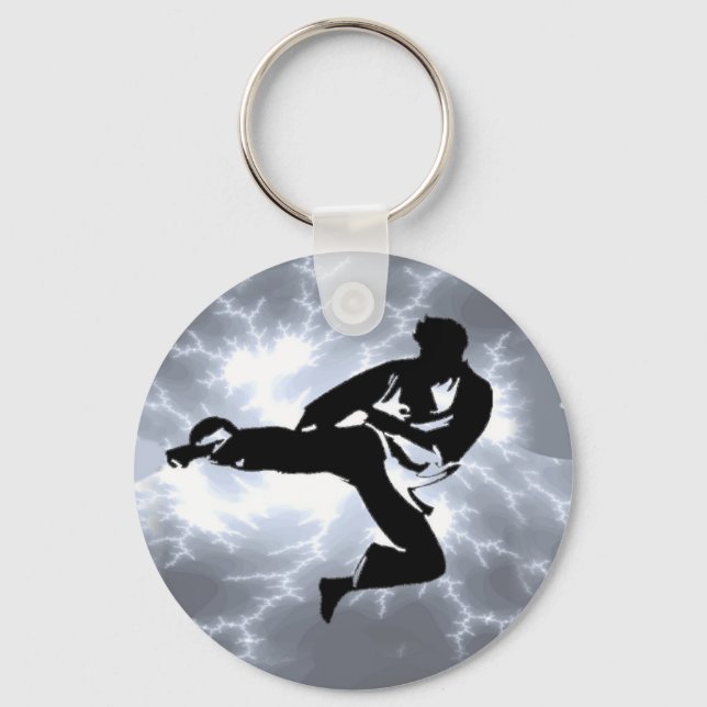 Martial Arts Silver Lightning man Key Ring (Front)