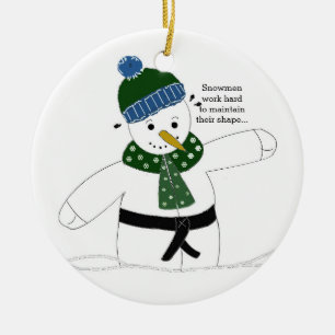 Martial Arts Snowman Ceramic Tree Decoration