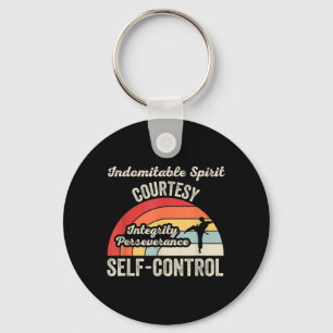 Martial Arts Tenets Retro Karate Taekwondo Graphic Key Ring