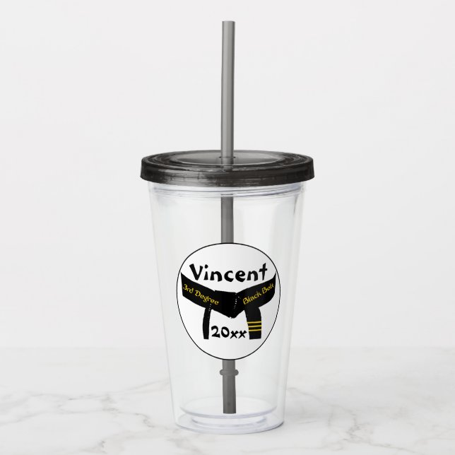 Martial Arts Third Degree Black Belt Acrylic Tumbler (Front)