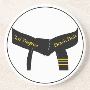 Martial Arts Third Degree Black Belt Drink Coaster