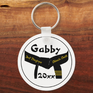 Martial Arts Third Degree Black Belt Keychain