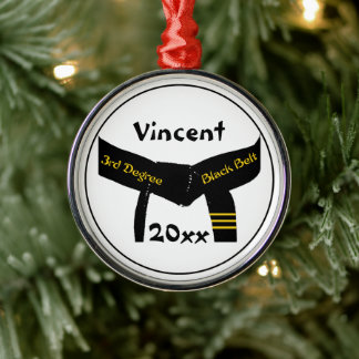 Martial Arts Third Degree Black Belt Rank Metal Tree Decoration