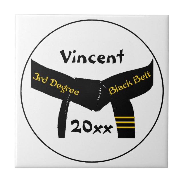 Martial Arts Third Degree Black Belt Tile (Front)