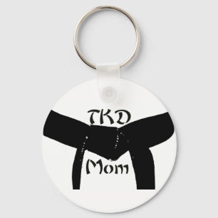 Martial Arts TKD Black Belt Mum Keychain