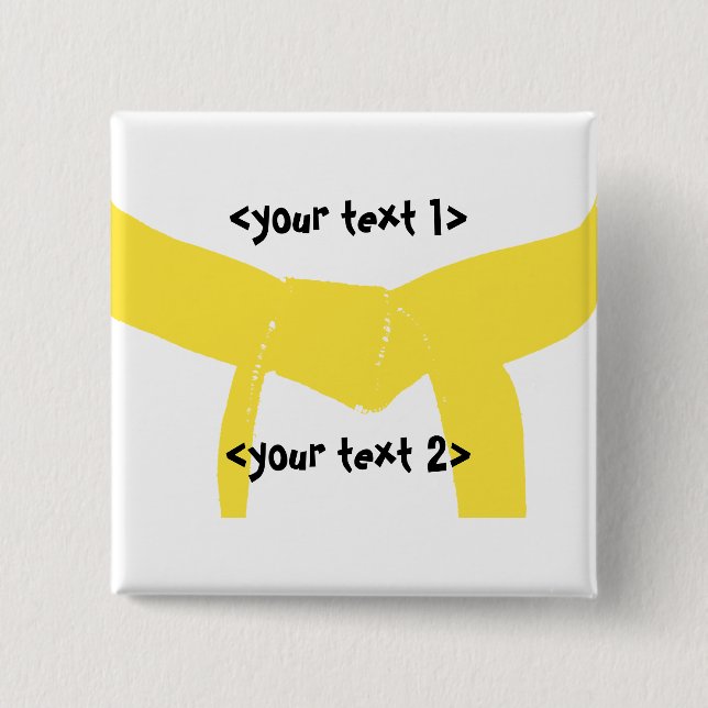 Martial Arts Yellow Belt 15 Cm Square Badge (Front)