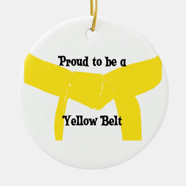 Martial Arts Yellow Belt Proud Ceramic Tree Decoration (Front)