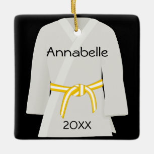 Martial Arts Yellow White Belt Ornament
