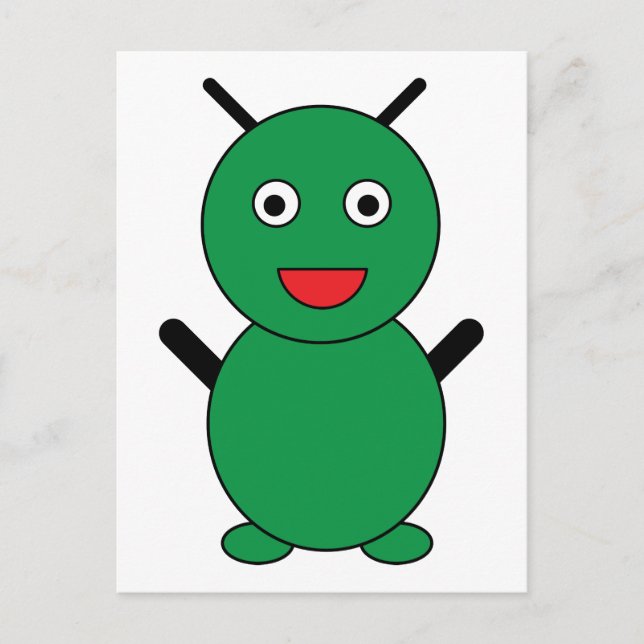 Martian Alien Cute Cartoon Postcard (Front)