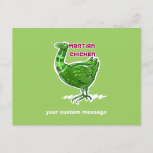 martian chicken cartoon style funny illustration postcard
