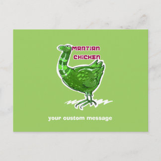 martian chicken cartoon style funny illustration postcard