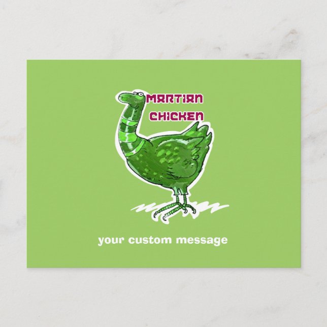 martian chicken cartoon style funny illustration postcard (Front)