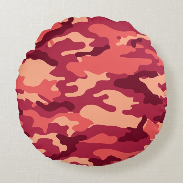 MARTIAN DESERT CAMO / CAMOUFLAGE DAZZLE PATTERN ROUND CUSHION (Front)
