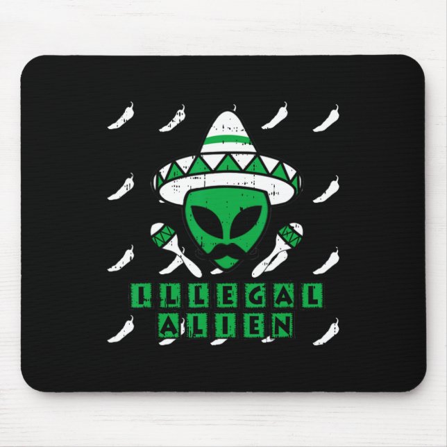 Martian Illegal Alien Mexican Area-51 Fun Hallowee Mouse Mat (Front)