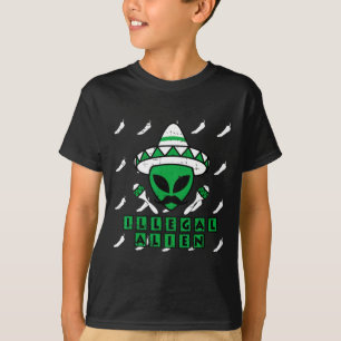 Martian Illegal Alien Mexican Area-51 Funny Hallow T-Shirt